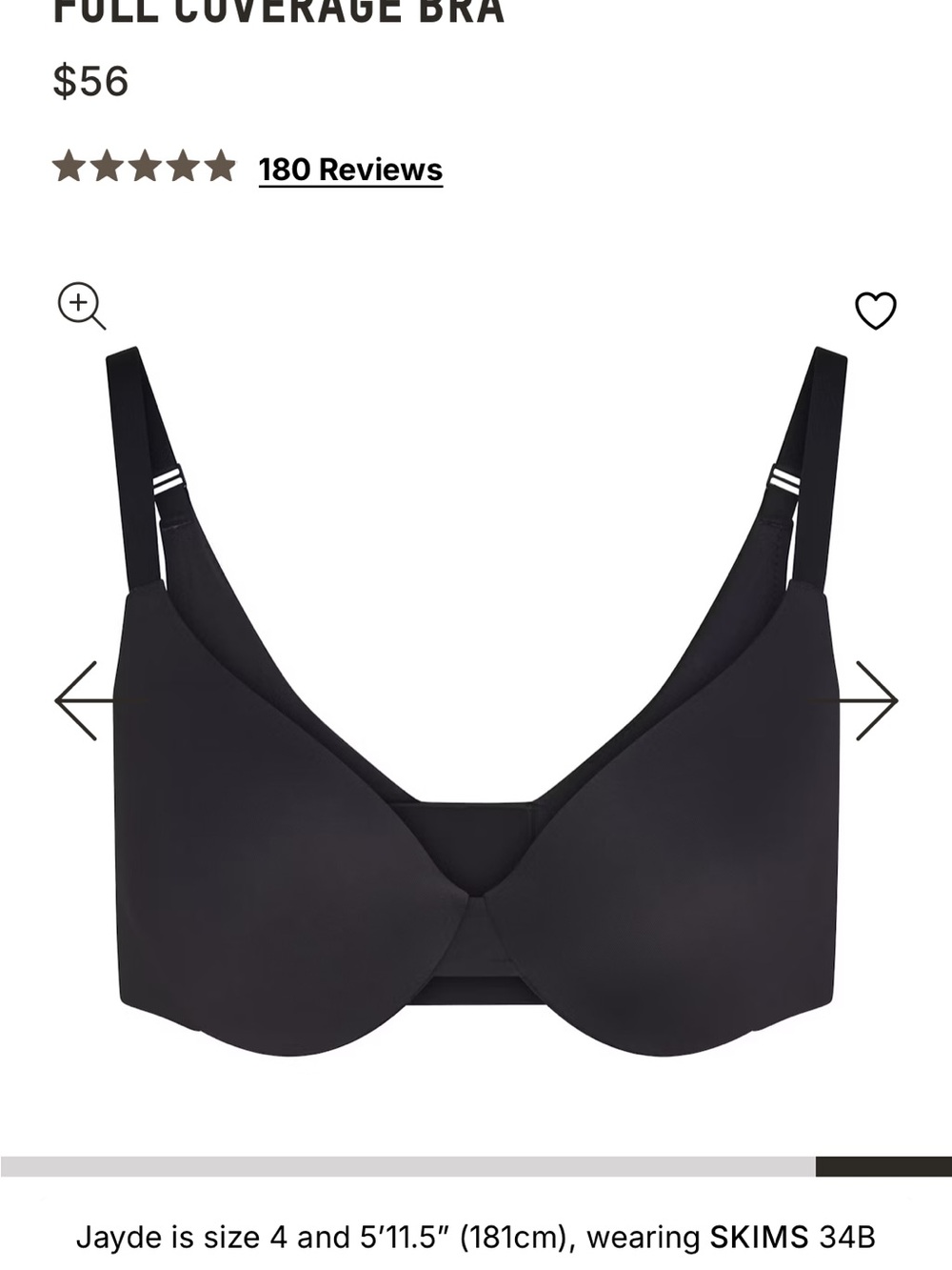 SKIMS Full Coverage Bra — Black